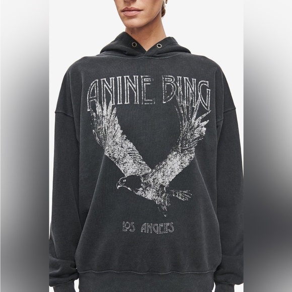 Anine Bing Sweaters - ANINE BING Eagle graphic distressed wash hoodie oversized REASONABLE OFFER ONLY